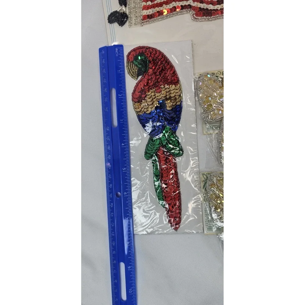 Vintage Sequin Applique Lot Parrot Flag Angel Lace‎ Trim Craft Mixed Bundle